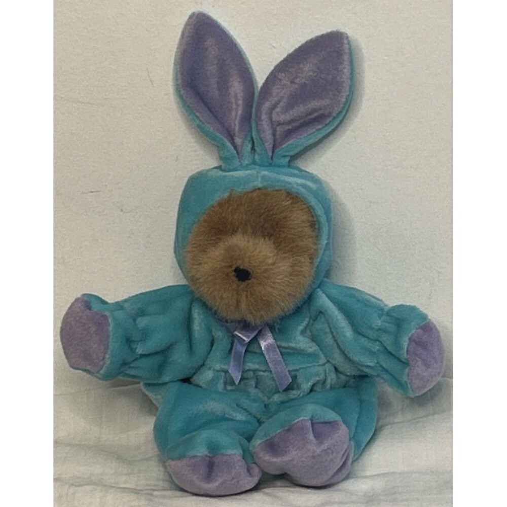 Vintage 1998 GAC Plush Bear In Blue Bunny Rabbit Outfit Easter Baby Shower Gift